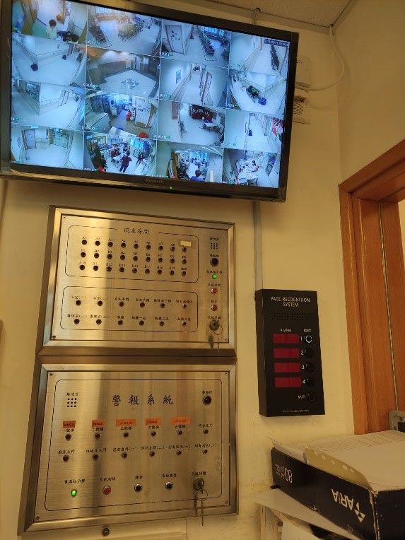 Control room CCTV monitors and alarm panel (project photo)