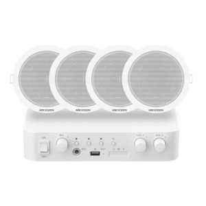 HIKVISION DS-QAE1KA80206-4 Hybrid Audio Kit with 80W Network  Amplifier and 4* 6W Ceiling Speakers